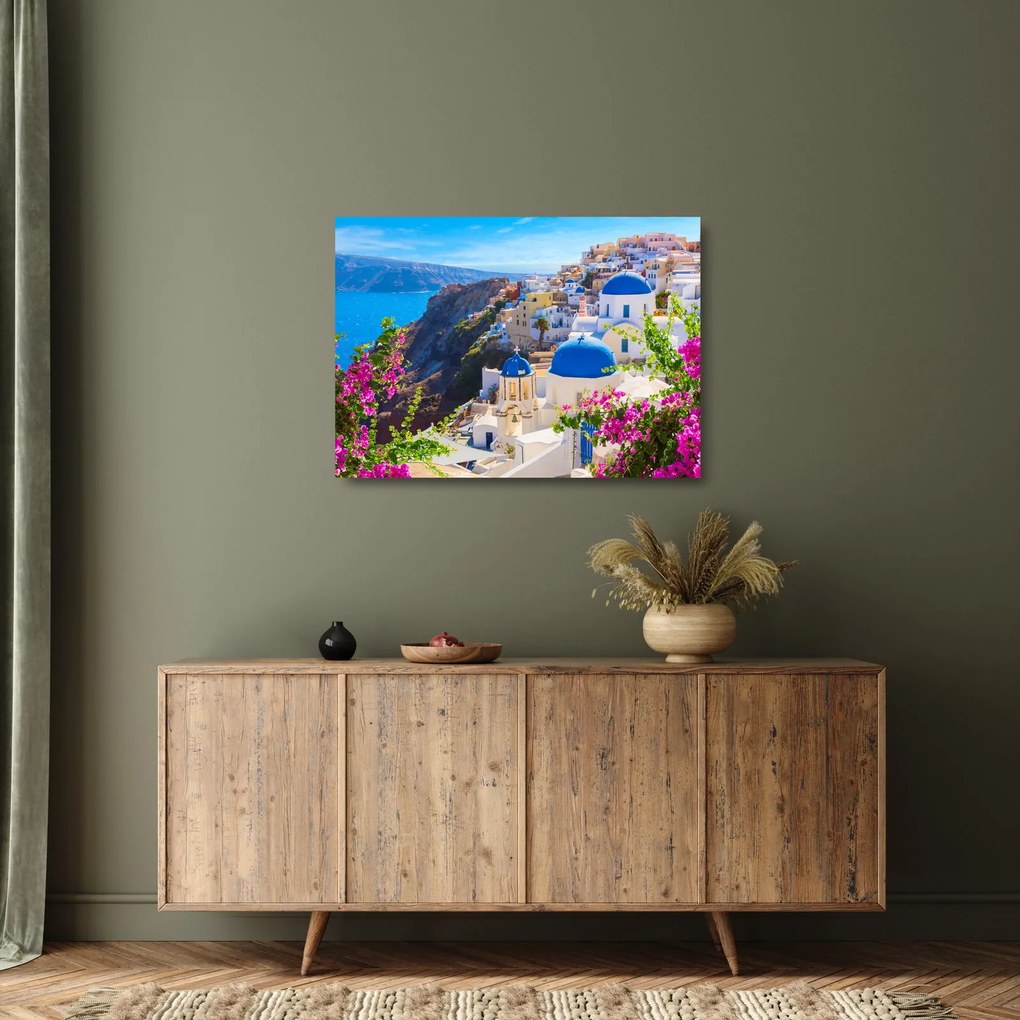 Üveg kép - Santorini, Görögország (70x50 cm)