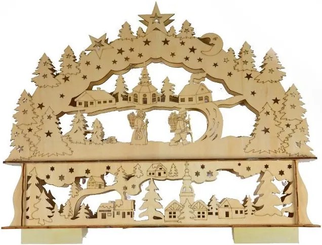 NEXOS Karácsonyi dísz Karácsonyi táj 10 LED meleg fehér