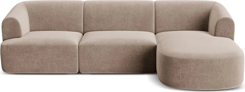 Világosbarna bársony sarokkanapé (jobb oldali-heverő résszel) Campi – Cosmopolitan Design