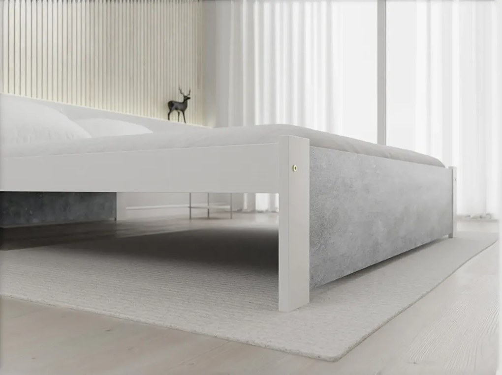 IKAROS ágy 180 x 200 cm, beton/fehér Ágyrács: Léces ágyrács, Matrac: Coco Maxi 20 cm matrac