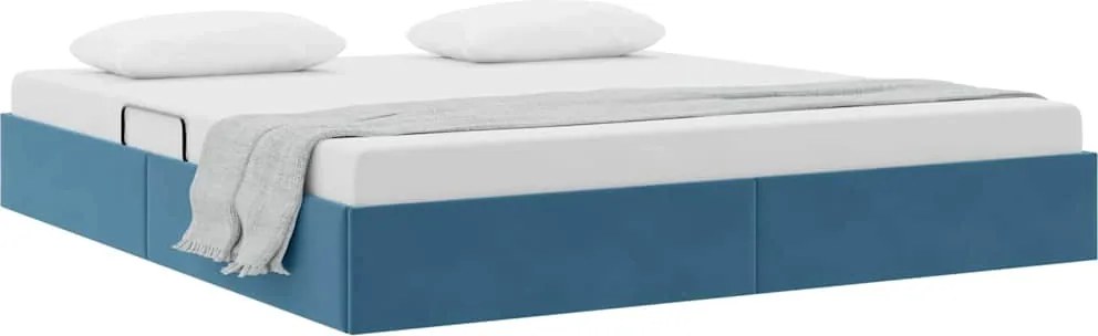 vidaXL Tárolós Ágy fejtámlával Sötét kék 160 x 200 cm Bársony