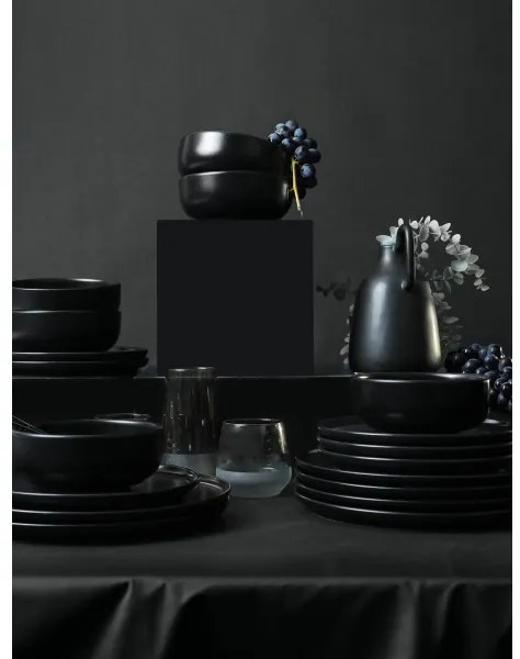 18 részes fekete kerámia étkészlet