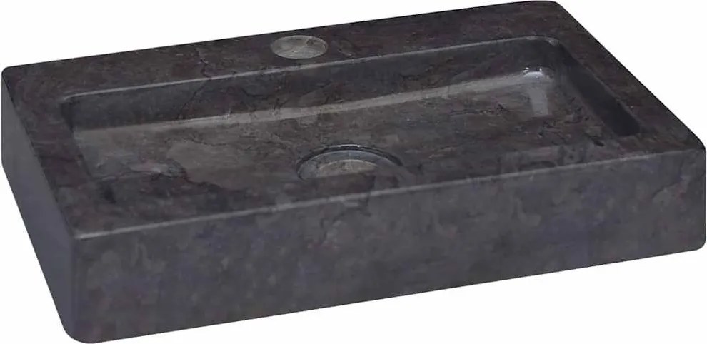 vidaXL fekete márvány falra szerelhető mosdókagyló 38 x 24 x 6,5 cm