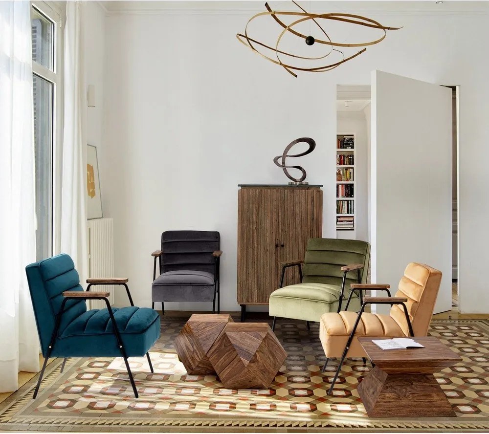 Sötét natúr színű sheesham fa dohányzóasztal 42x42 cm Egypt – Bizzotto