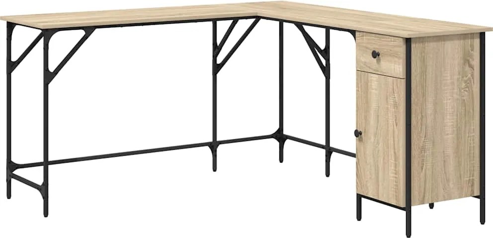 vidaXL sonoma tölgy színű szerelt fa íróasztal 141x141x75 cm