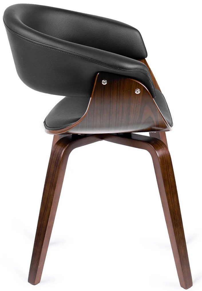 Elegáns Étkezőszék Dió/Fekete Eco-bőr Kárpittal. GARY