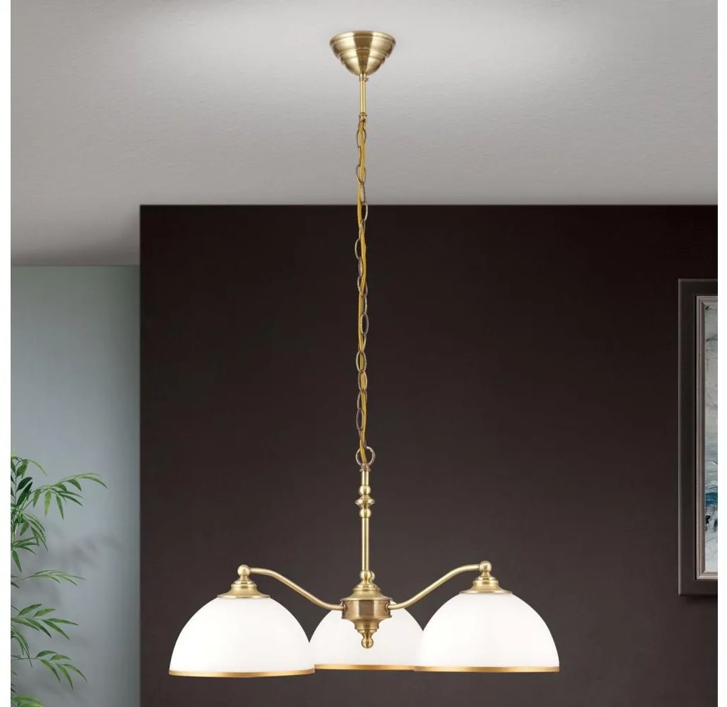 Orion LU 1838/3 - Csillár láncon OLD LAMP 3xE27/40W/230V fehér/réz