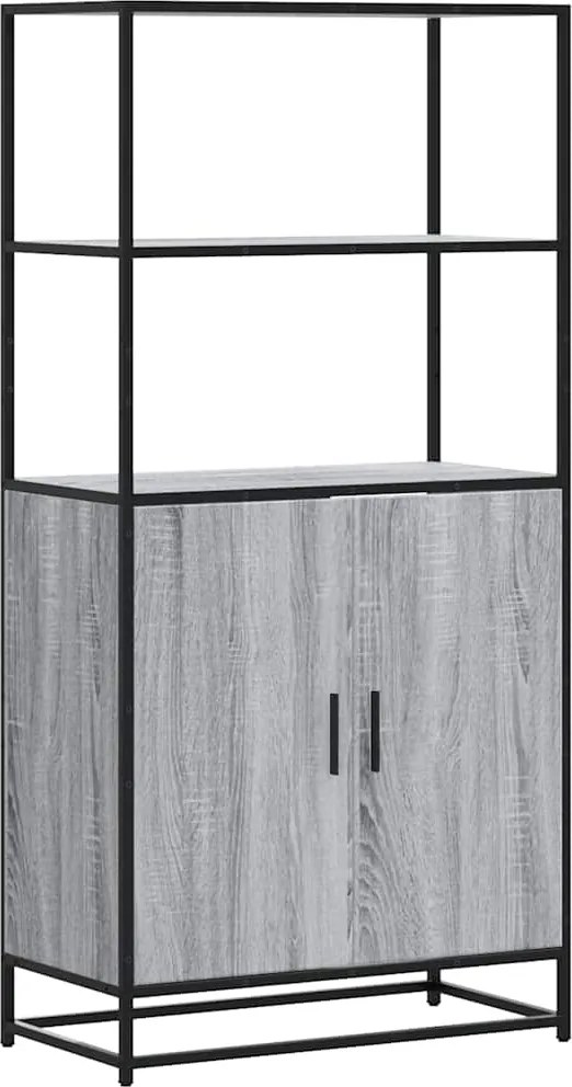 vidaXL Highboard szürke sonoma 68x35x139 cm gépelt fa és fém