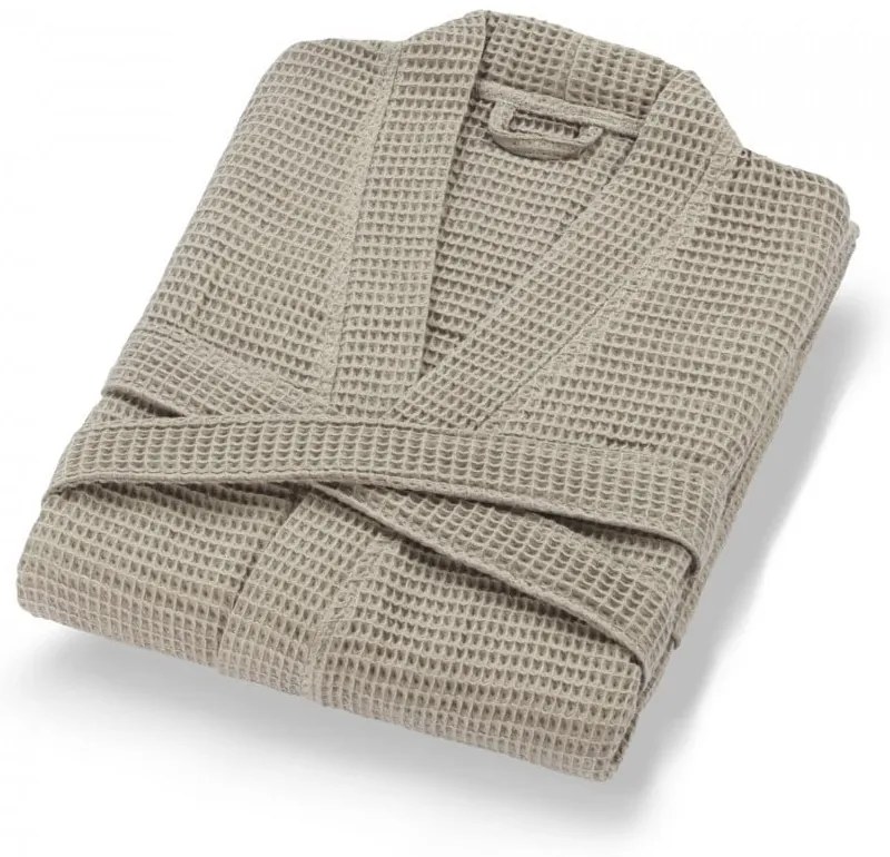 Bézs pamut fürdőköpeny XL Mia Waffle - Foutastic