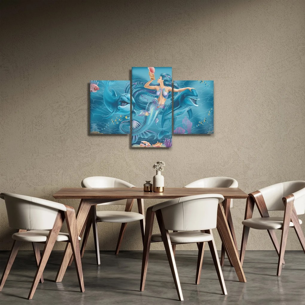 Kép - Sellő delfinekkel (90x60 cm)