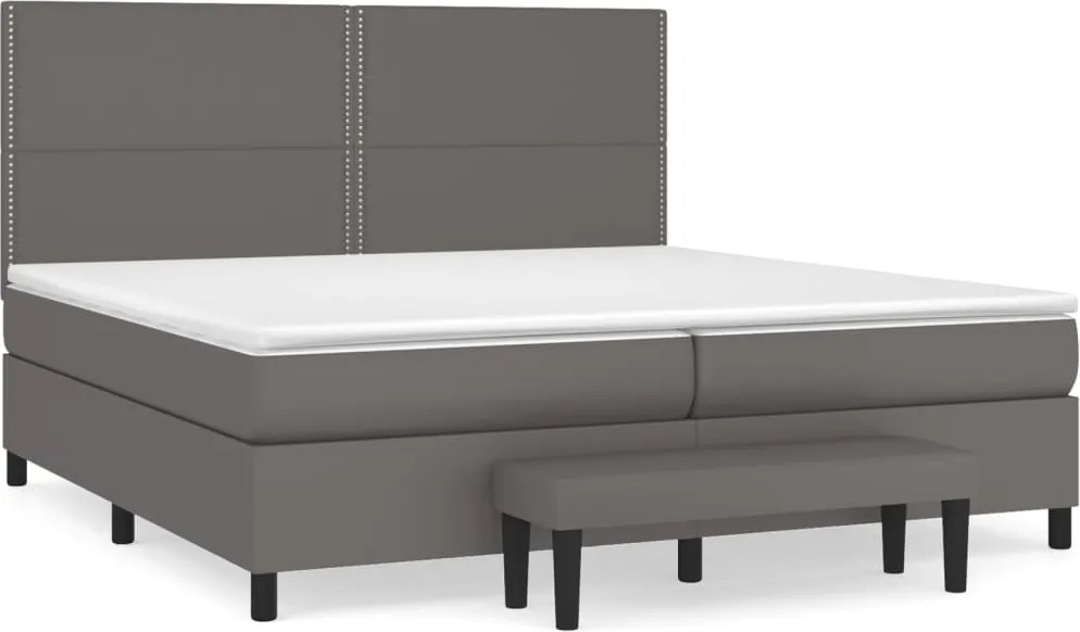 vidaXL szürke műbőr rugós ágy matraccal 200 x 200 cm