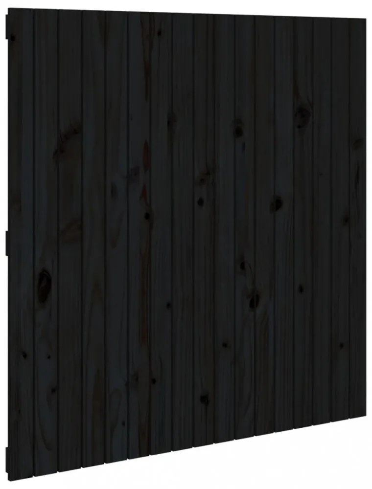 fekete tömör fenyőfa fali fejtámla 108 x 3 x 110 cm