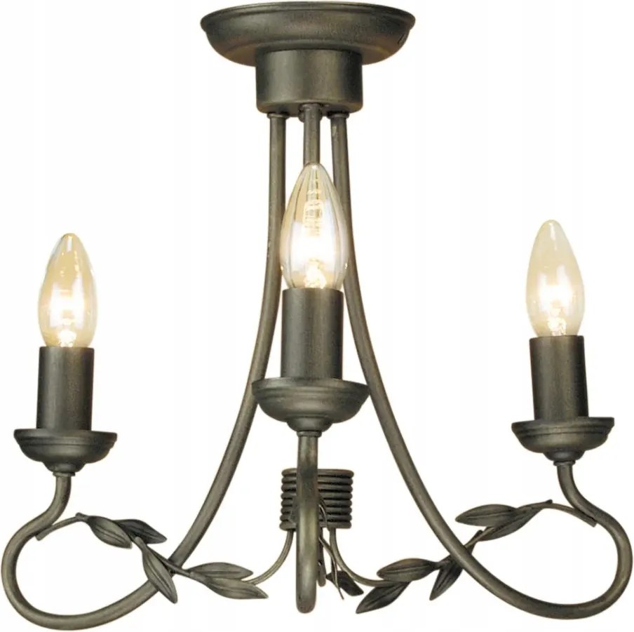 Mennyezeti lámpa gyertyatartó hagyományos olajfa levelek vintage 3 pont Elstead