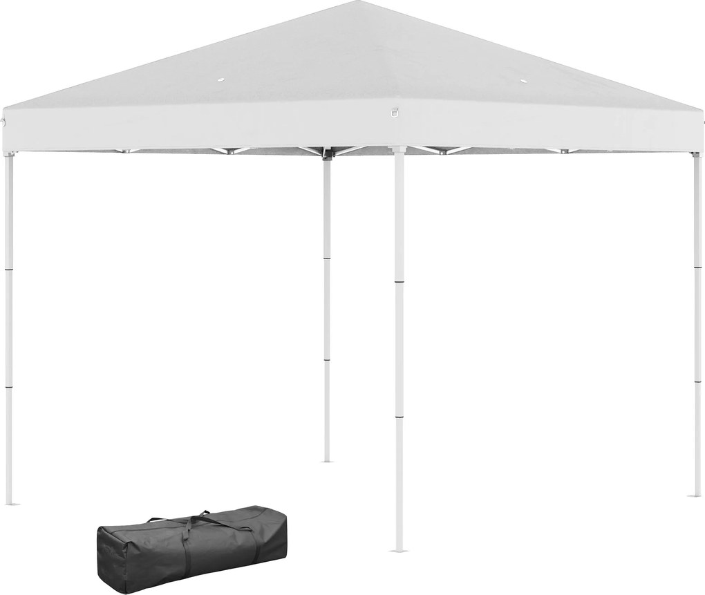 Outsunny Összecsukható Pavilon 2,5x2,5 m Pop Up, 8 Szívónyílással és Hordtáskával, Kültéri Acél és Oxford Pavilon, Kerthez, Bulikhoz, Fehér | Aosom
