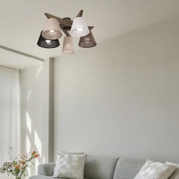 Brilagi - LED mennyezeti lámpa ANTHONY 5xE14/40W/230V tölgy-dió