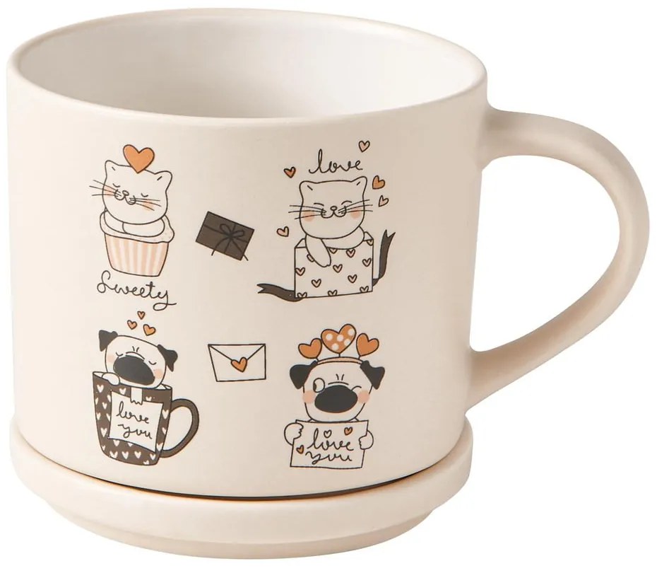 Narancssárga-bézs porcelán bögre szett 2 db-os 350 ml Cats – Brandani