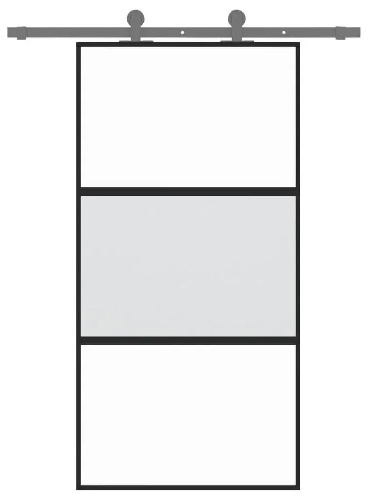 Fekete edzett üveg és alumínium tolóajtó 102,5 x 205 cm