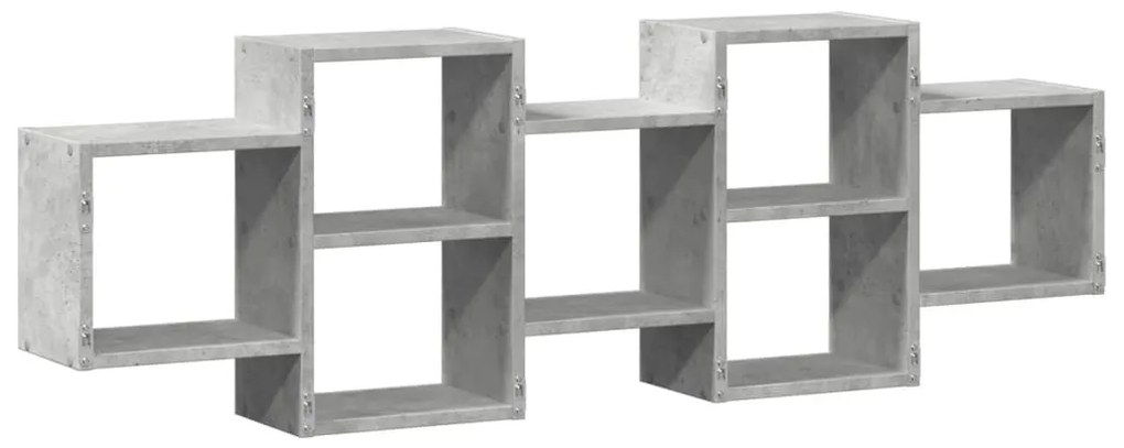 betonszürke szerelt fa fali polc 129 x 18 x 42 cm