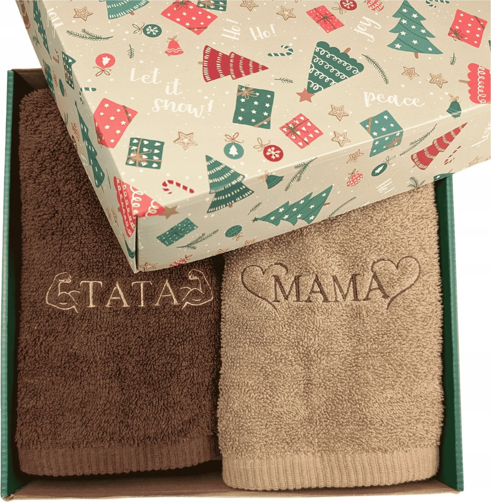 Ajándék szülőknek 2 Hímzett törölköző anyának és apának karácsonyi doboz