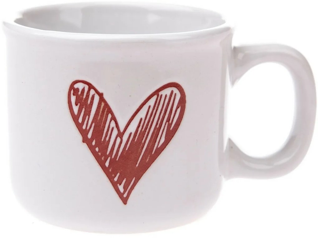 6 darabos kerámia bögrés készlet Srdíčko II, 90ml, piros