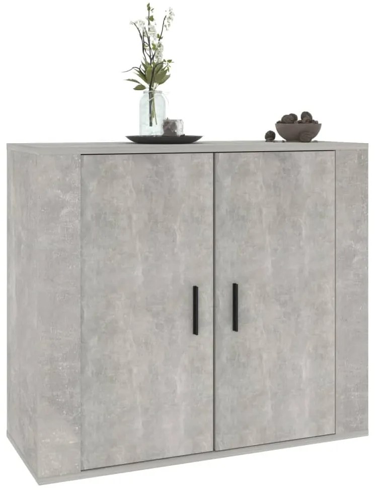 betonszürke szerelt fa tálalószekrény 80x33x70 cm