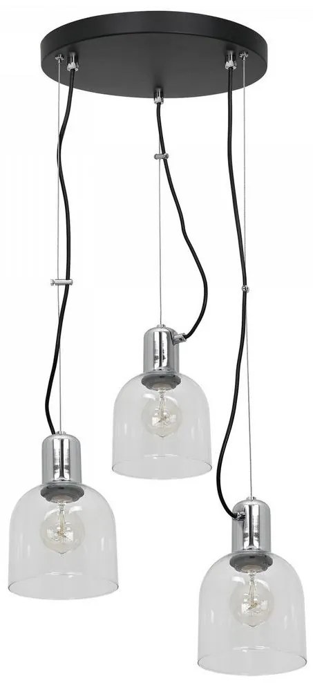 Csillár zsinóron BANCO 3xE27/60W/230V átlátszó kerek