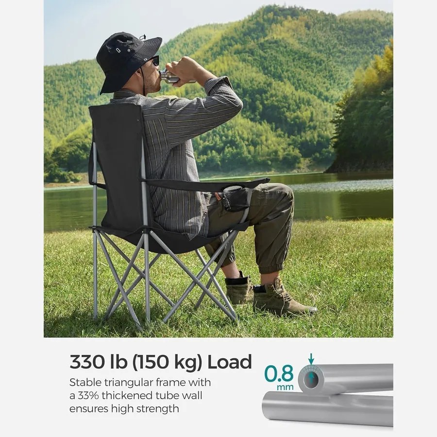 Összecsukható kempingszék 2 darabos szett, pohártartóval