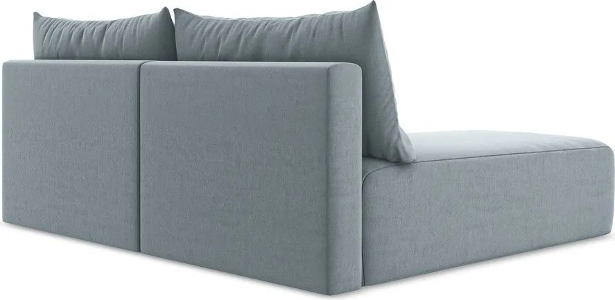 Kék bársony kinyitható-tárolóhelyes sarokkanapé (bal oldali-heverő résszel) Kalena – Makamii