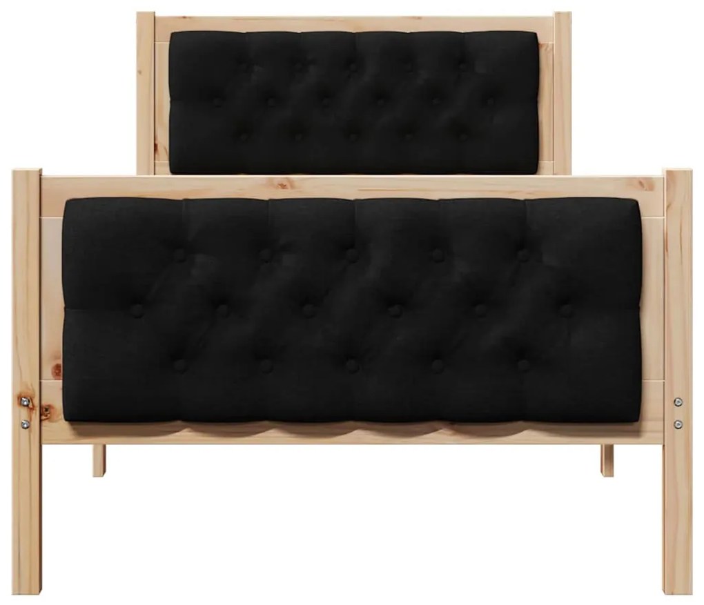 Ágykeret fejtámlával Fekete 90 x 190 cm Tömör fenyőfa