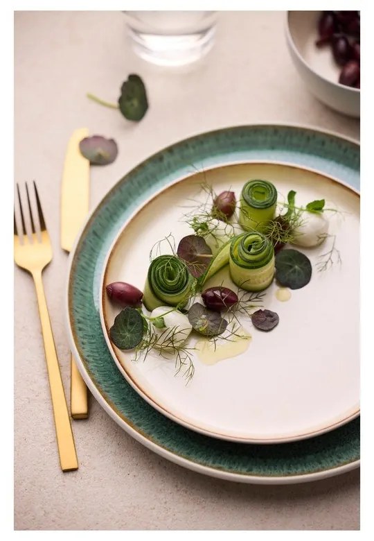 Fehér-zöld kőedény tányér ø 27 cm Gastro White/Green – Bitz