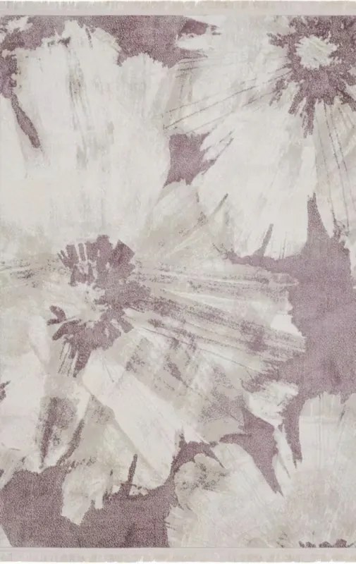 Modern szőnyeg nappaliba 160x230cm,krém lila virágokkal
