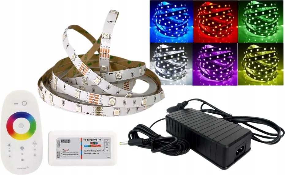 Led szalag szett 5050 Rgb rádiós távirányító érintőképernyős 5m
