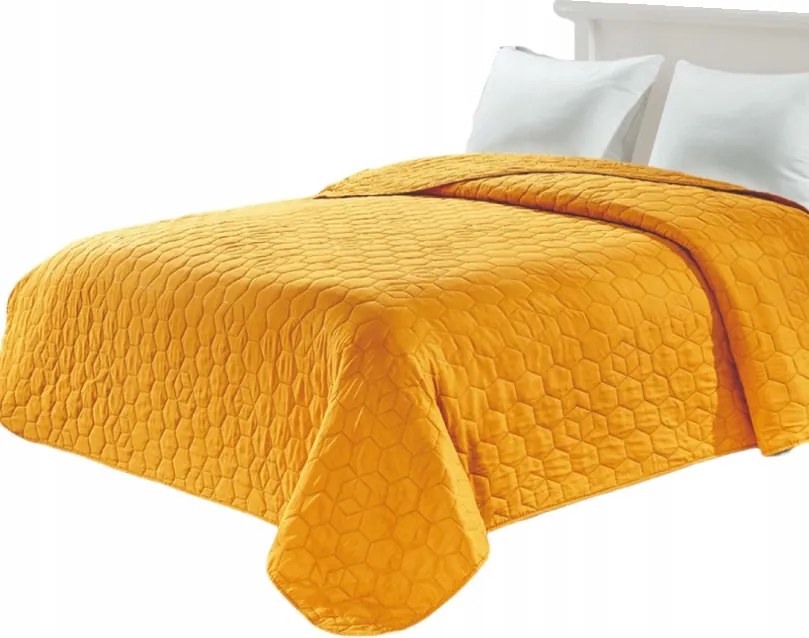 Sárga steppelt ágytakaró 200x220 geometrikus minták