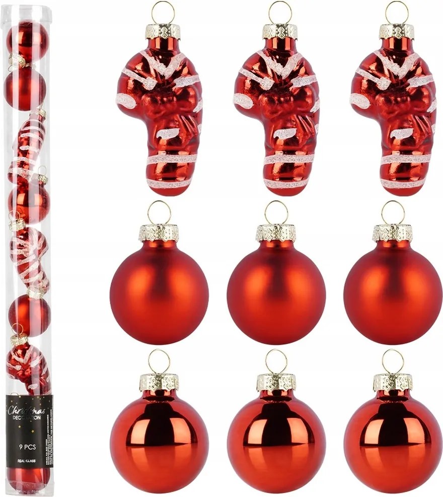 9 db-os Karácsonyfa gömb Dísz szett üveg karácsonyfadísz gömb szett