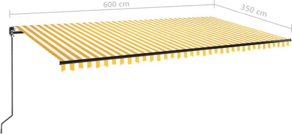 Sárga és fehér kézzel kihúzható napellenző 600 x 350 cm