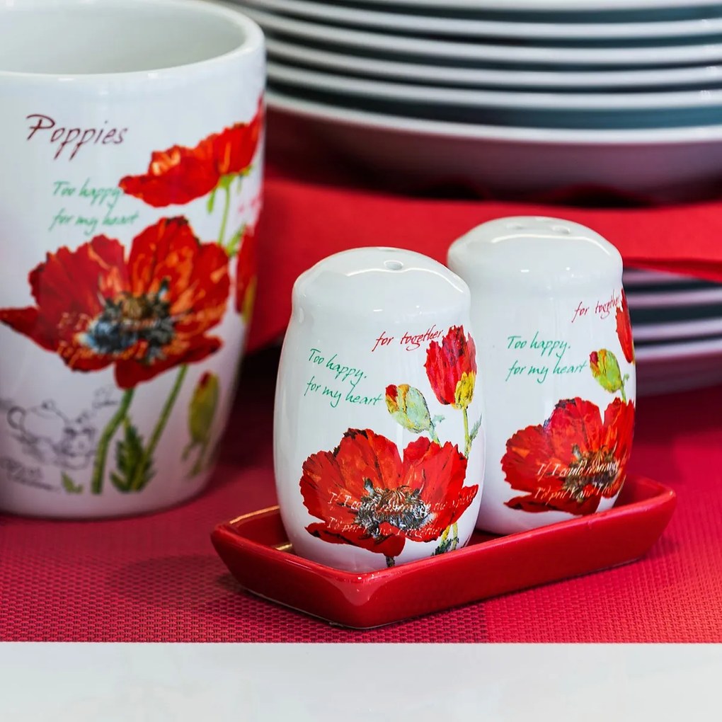 Banquet Red Poppy só- és borstartó