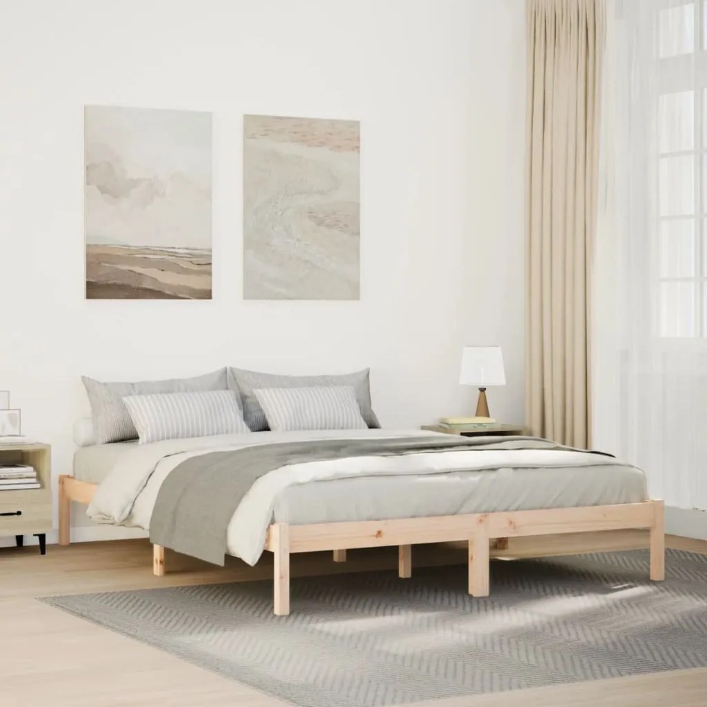 tömör fenyőfa extra hosszú ágykeret matrac nélkül 140 x 210 cm