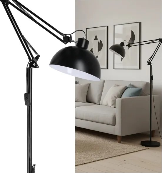 Brilagi - Hajlítható állólámpa TASKER 1xE27/60W/230V 157 cm fekete