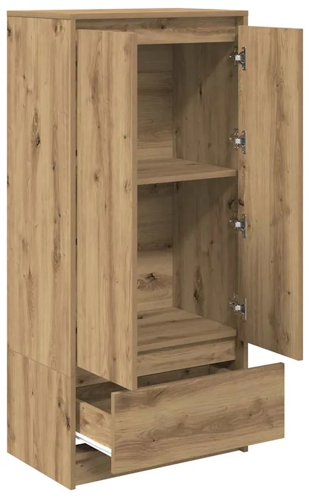 kézműves tölgy szerelt fa szekrény fiókkal 55,5x34x119,5 cm