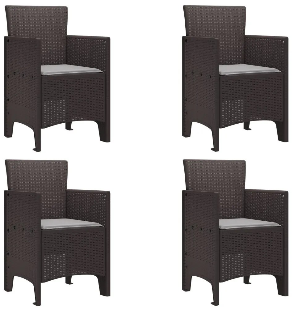 5 darabos kerti étkezőszett párnákkal Brown Poly Rattan