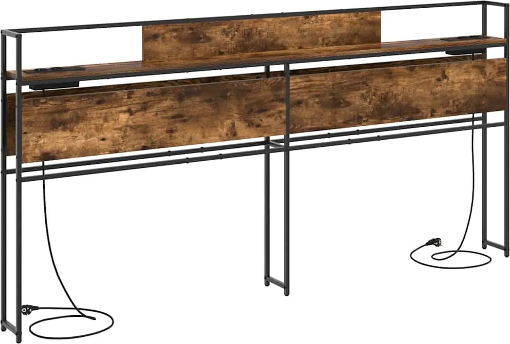 vidaXL Tároló fejtámla polcokkal Füstölt tölgy 180 cm Faanyag