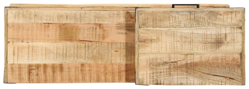 Cipőpad 110x35x50 cm Tömör durva fa mangó