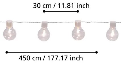 Eglo 900238 - LED Kültéri dekoratív lánc PARTAJ 16xLED/0,064W/24V IP44 fehér