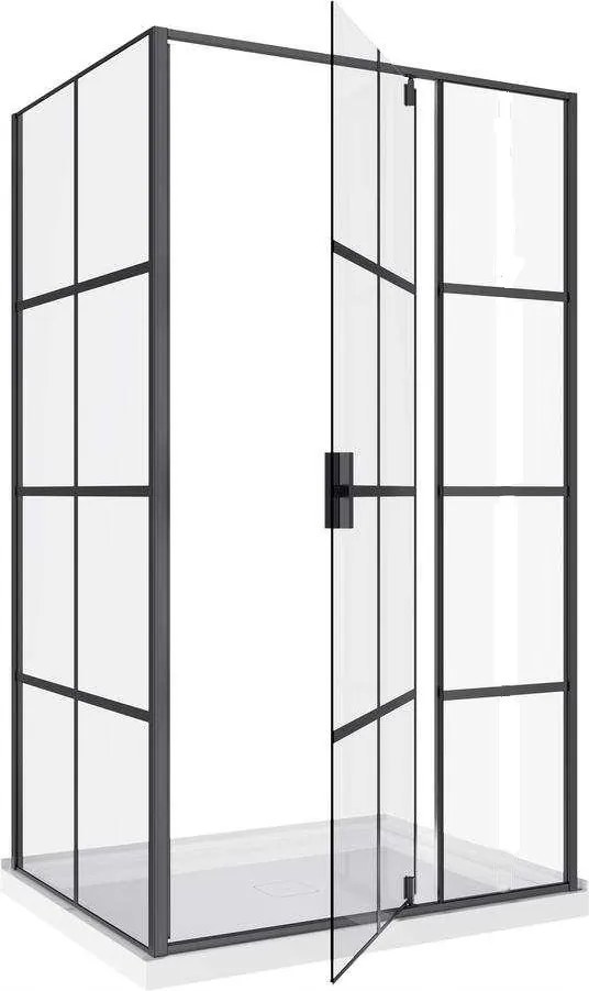 Indes Zuhanykabin 120x90x190cm Black üveg 6mm Fekete Kockás