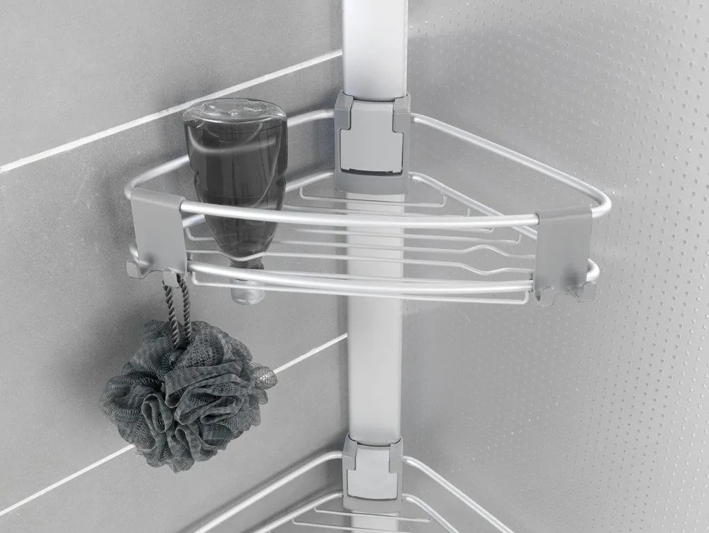 Matt ezüstszínű teleszkópos alumínium fürdőszobai polc Purio – Wenko