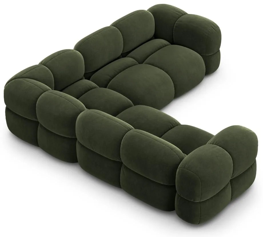 Zöld bársony sarokkanapé Loretto – Cosmopolitan Design
