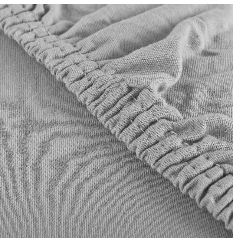 EMI szürke 100% pamutjersey gumis lepedő, 90x200-as lap