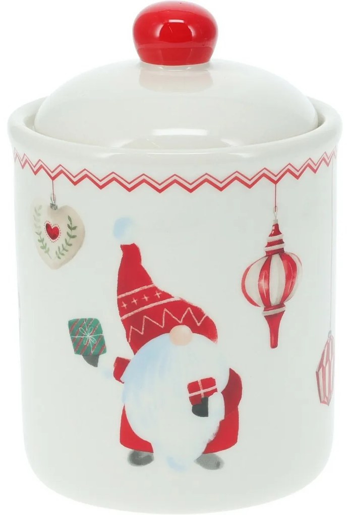 Kerámia doza fedéllel Karácsonyi manó