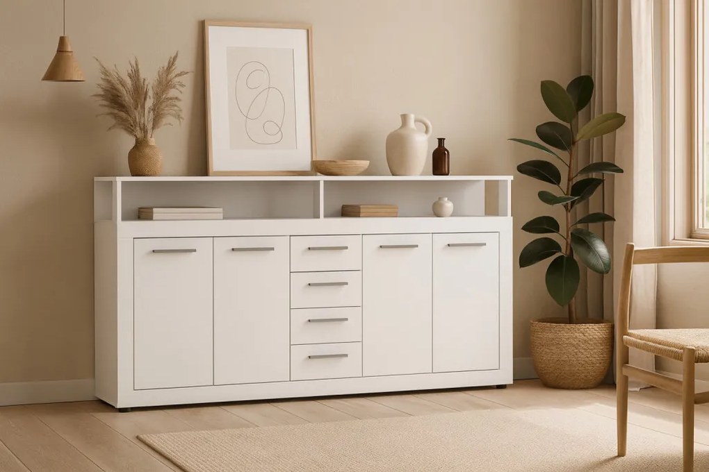 XXL/LUNA KOMODA 4D4S BIAŁY/BIAŁY