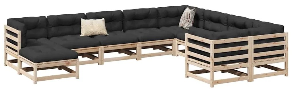 vidaXL 10 részes tömör fenyőfa kerti kanapészett